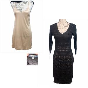 CATHERINE MALANDRINO Black Perforated Slip & Dress